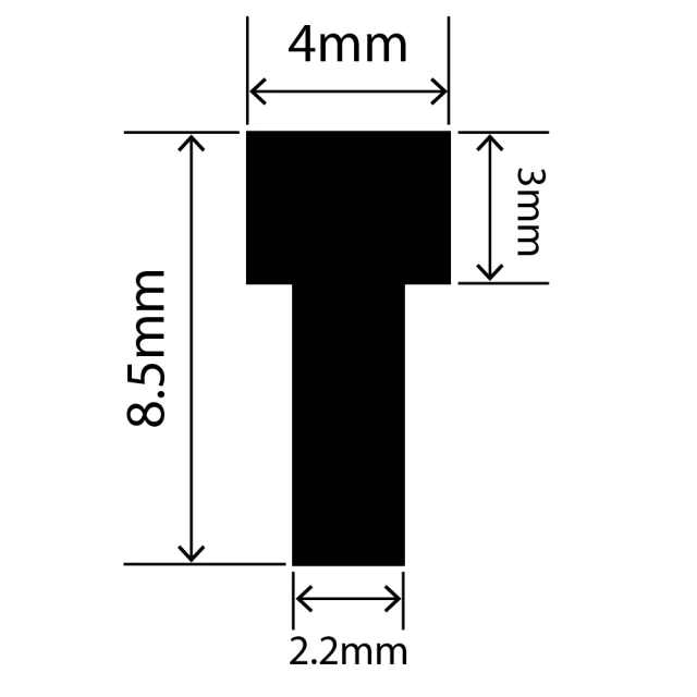 RCST4X8.5/2V - Silicone T Seal Profile 4mm x 8.5mm x 25m