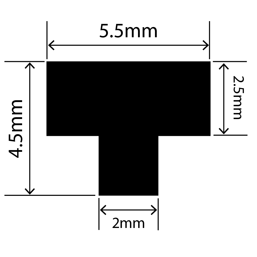 RCST5.5X4.5V - Silicone T Seal Profile 5.5mm x 4.5mm x 25m