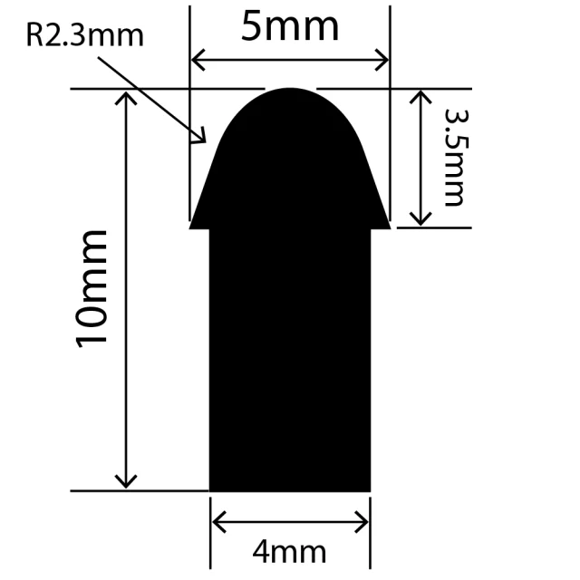 RCST5X10/2V - Silicone T Seal Profile 5mm x 10mm x 25m