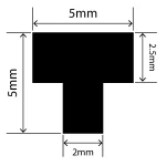 RCST5X5/2V - Silicone T Seal Profile 5mm x 5mm x 25m