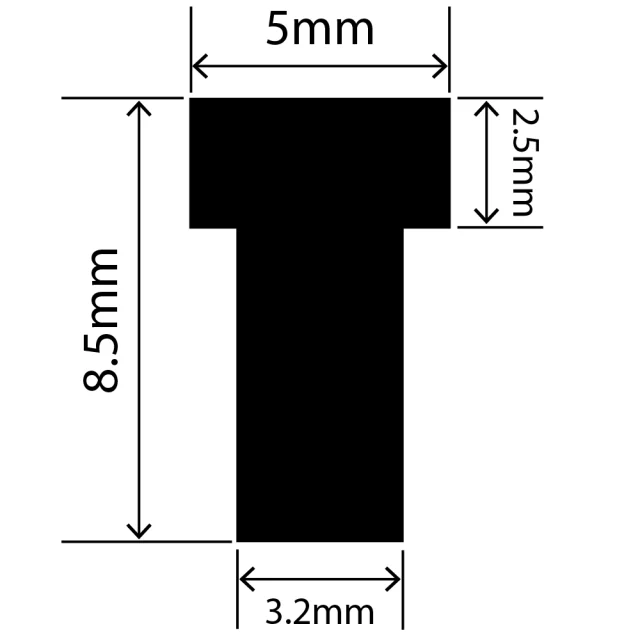 RCST5X8.5V - Silicone T Seal Profile 5mm x 8.5mm x 25m