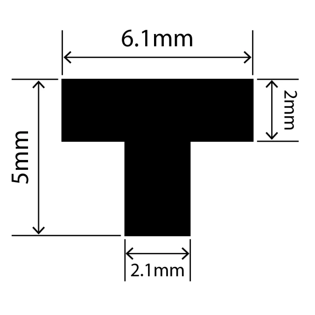RCST6.1X5V - Silicone T Seal Profile 6.1mm x 5mm x 25m