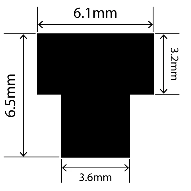 RCST6.1X6.5V - Silicone T Seal Profile 6.1mm x 6.5mm x 25m