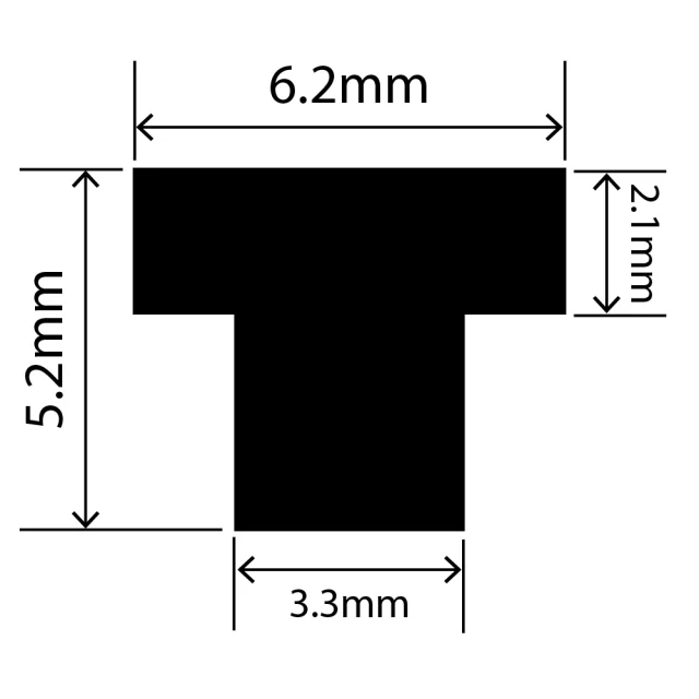 RCST6.2X5.2V - Silicone T Seal Profile 6.2mm x 5.2mm x 25m