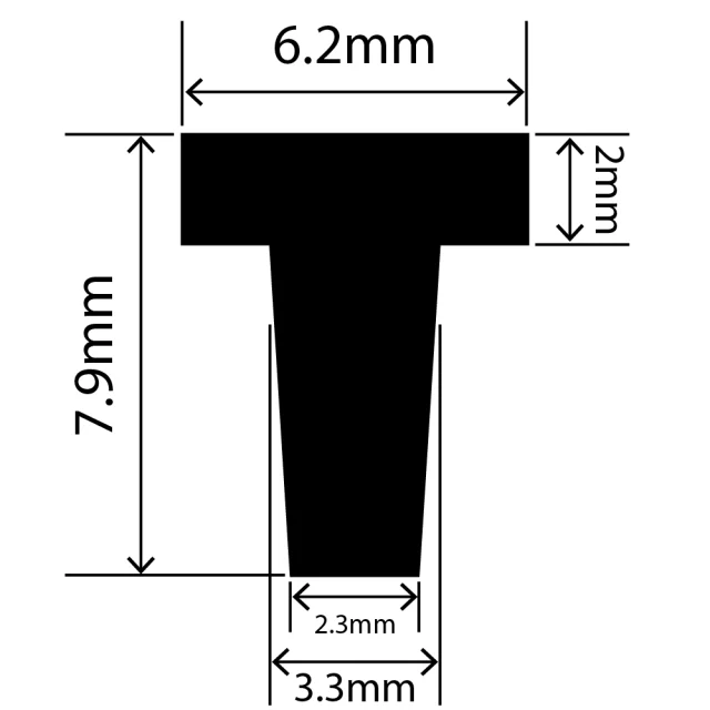 RCST6.2X7.9V - Silicone T Seal Profile 6.2mm x 7.9mm x 25m