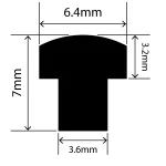 RCST6.4X7V - Silicone T Seal Profile 6.4mm x 7mm x 25m