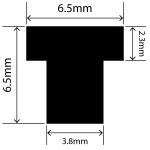 RCST6.5X6.5V - Silicone T Seal Profile 6.5mm x 6.5mm x 25m