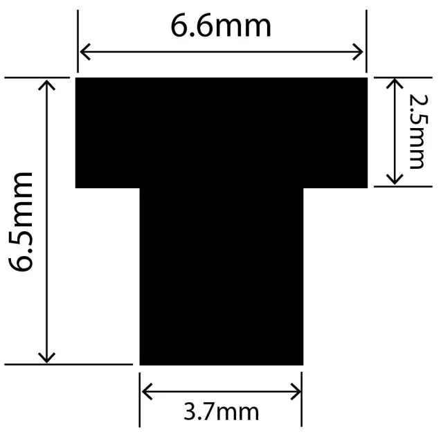 RCST6.6X6.5V - Silicone T Seal Profile 6.6mm x 6.5mm x 25m