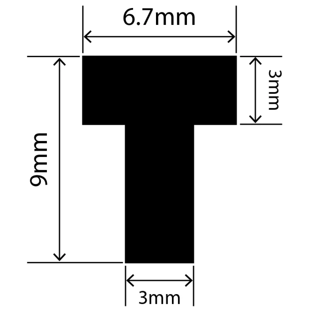 RCST6.7X9V - Silicone T Seal Profile 6.7mm x 9mm x 25m