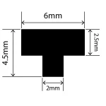 RCST6X4.5V - Silicone T Seal Profile 6mm x 4.5mm x 25m