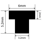 RCST6X5.2V - Silicone T Seal Profile 6mm x 5.2mm x 25m
