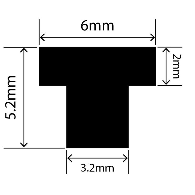RCST6X5.2V - Silicone T Seal Profile 6mm x 5.2mm x 25m
