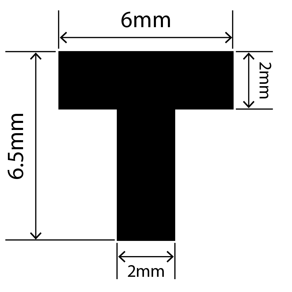 RCST6X6.5V - Silicone T Seal Profile 6mm x 6.5mm x 25m
