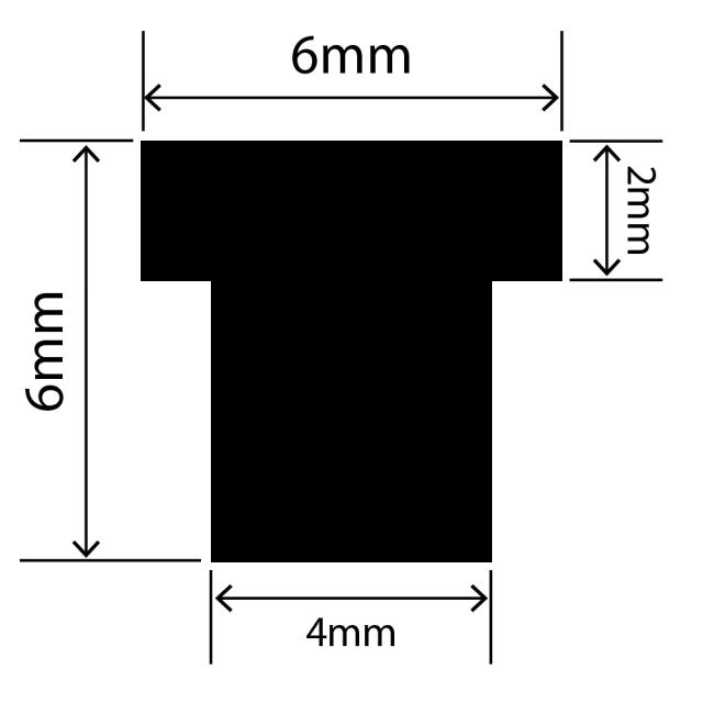 RCST6X6V - Silicone T Seal Profile 6mm x 6mm x 25m