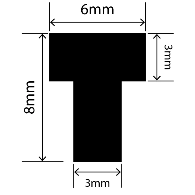 RCST6X8/2V - Silicone T Seal Profile 6mm x 8mm x 25m