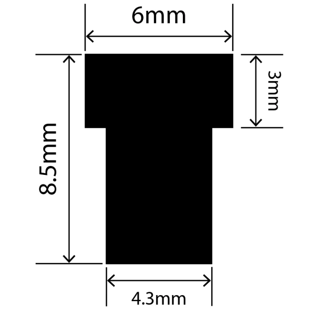 RCST6X8.5V - Silicone T Seal Profile 6mm x 8.5mm x 25m