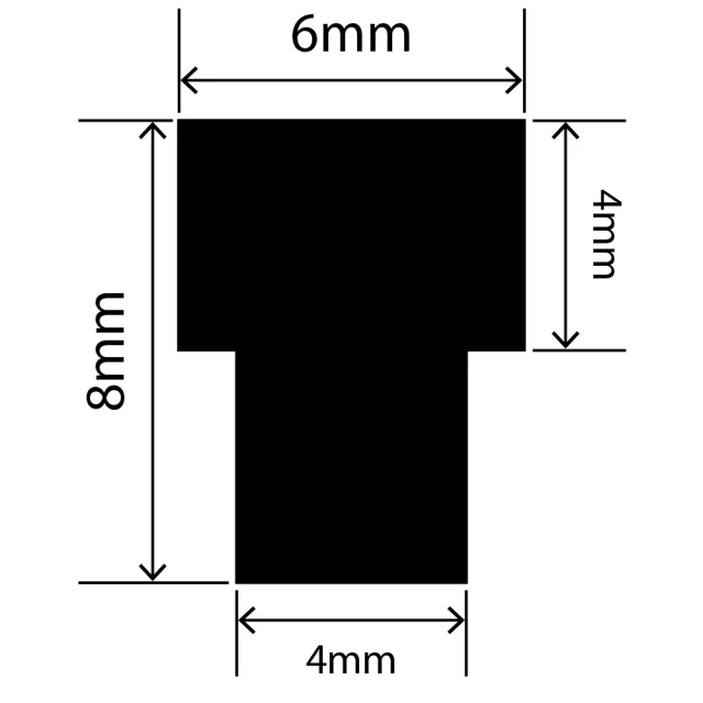 RCST6X8V - Silicone T Seal Profile 6mm x 8mm x 25m