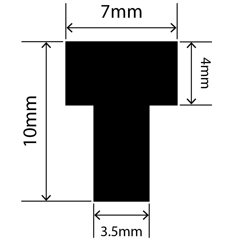 RCST7X10V - Silicone T Seal Profile 7mm x 10mm x 25m