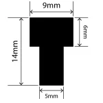RCST9X14V - Silicone T Seal Profile 9mm x 14mm x 25m
