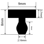 RCST9X8V - Silicone T Seal Profile 9mm x 8mm x 25m