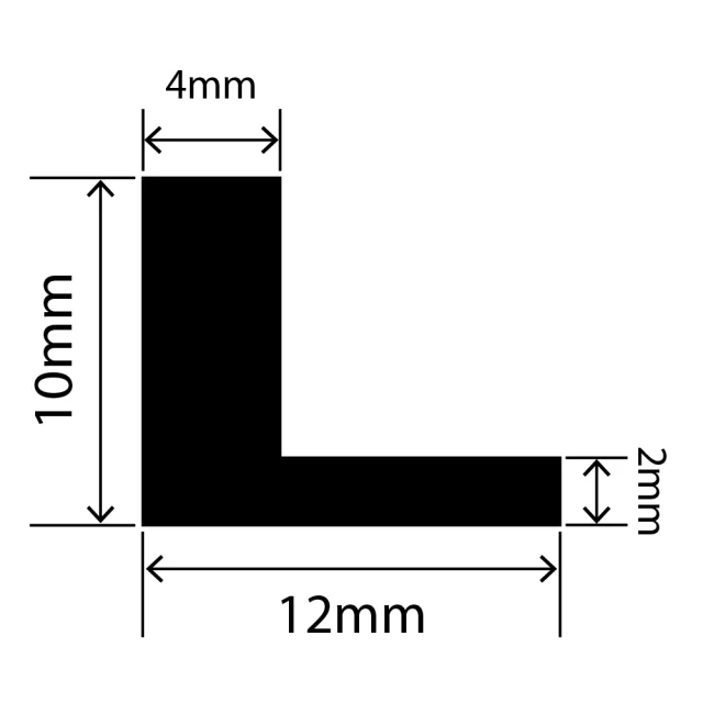 Silicone L Profile - 12mm x 10mm x 25m