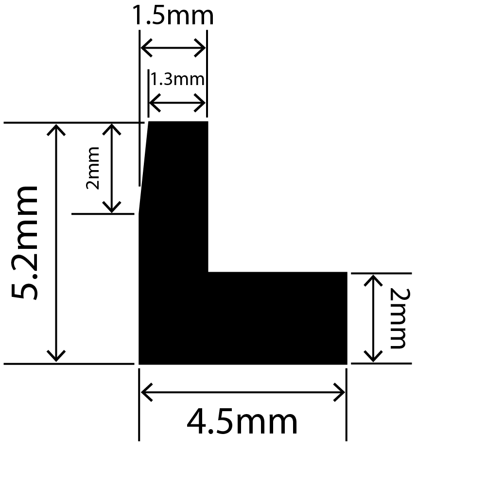 LP-SIL-10056 - Silicone L Profile 4.5mm x 5.2mm