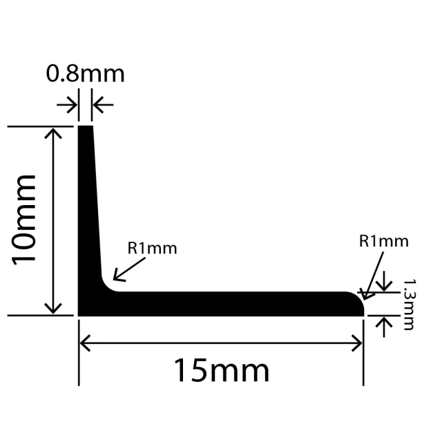 LP-SIL-10063 - Silicone L Profile 15mm x 10mm