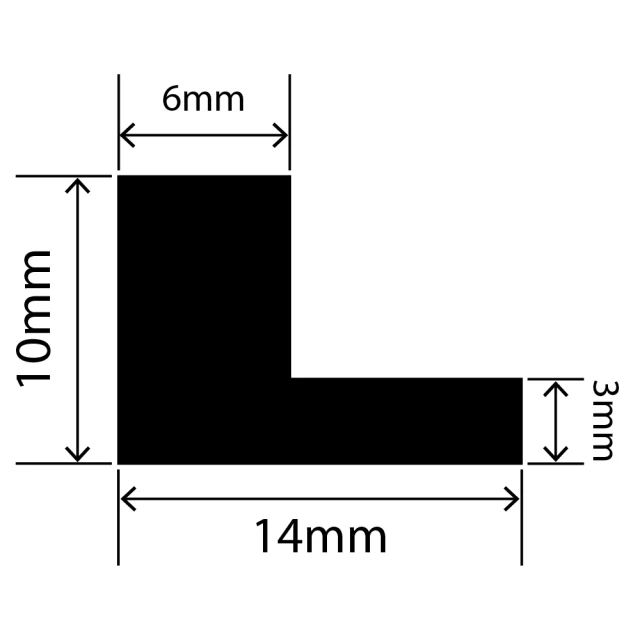 LP-SIL-10064 - Silicone L Profile 14mm x 10mm
