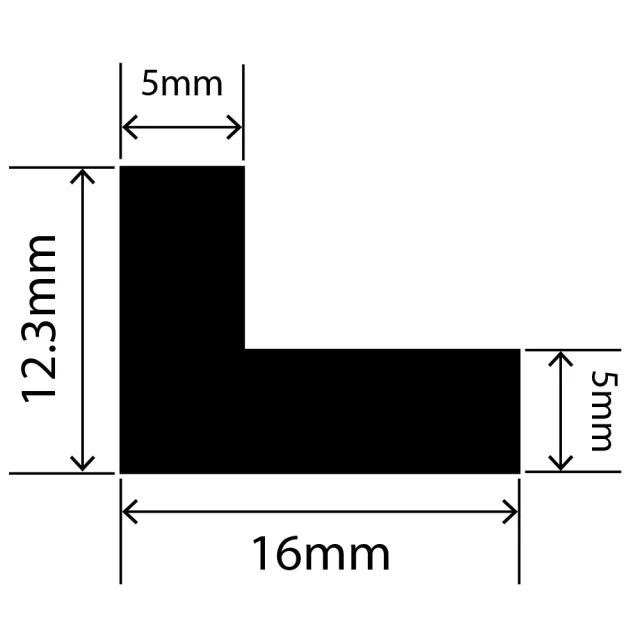 LP-SIL-10067 - Silicone L Profile 16mm x 12.3mm