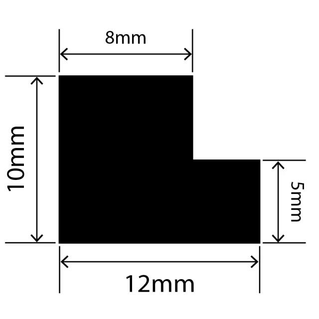 LP-SIL-10072 - Silicone L Profile 12mm x 10mm