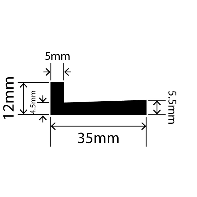 LP-SIL-10073 - Silicone L Profile 35mm x 12mm