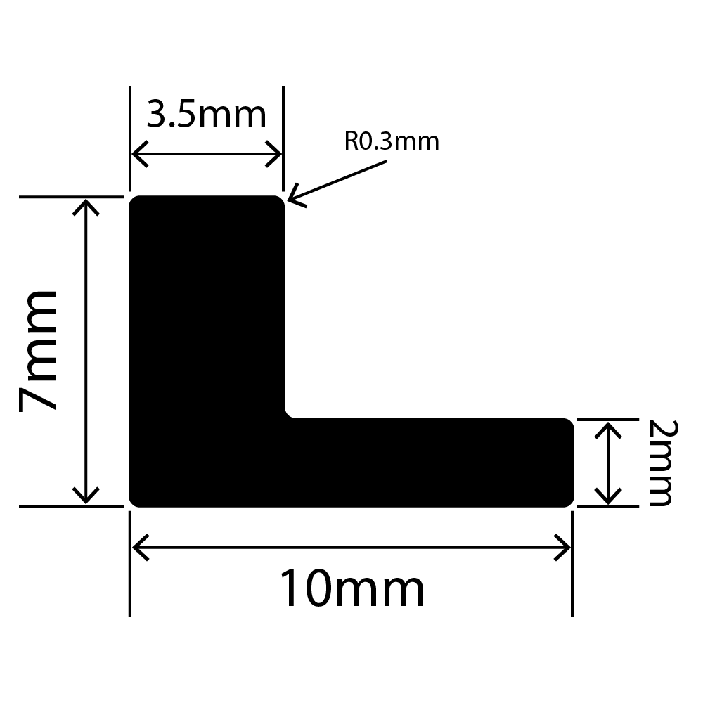 LP-SIL-10075 - Silicone L Profile 10mm x 7mm