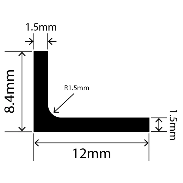 LP-SIL-10076 - Silicone L Profile 12mm x 8.4mm