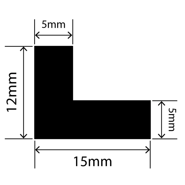 LP-SIL-10077 - Silicone L Profile 15mm x 12mm