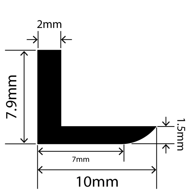 LP-SIL-10080 - Silicone L Profile 10mm x 7.9mm