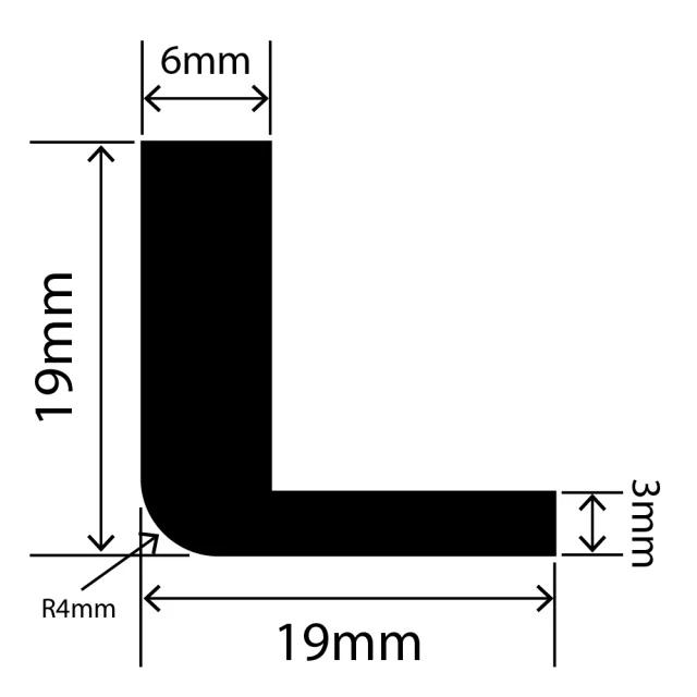 LP-SIL-10082 - Silicone L Profile 19mm x 19mm