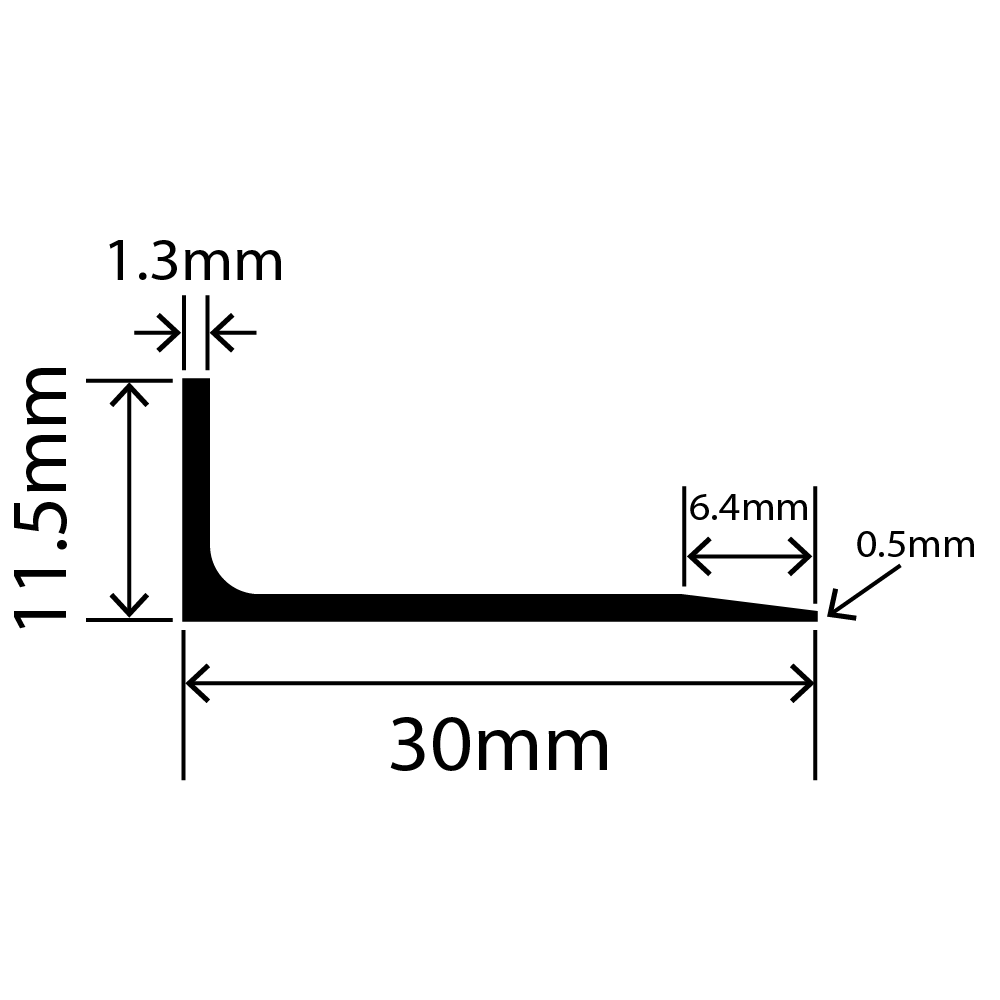 LP-SIL-10093 - Silicone L Profile 30mm x 11.5mm