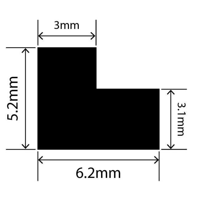 LP-SIL-10094 - Silicone L Profile 6.2mm x 5.2mm