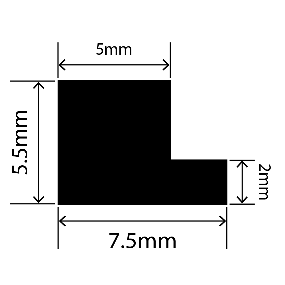 LP-SIL-10101 - Silicone L Profile 7.5mm x 5.5mm