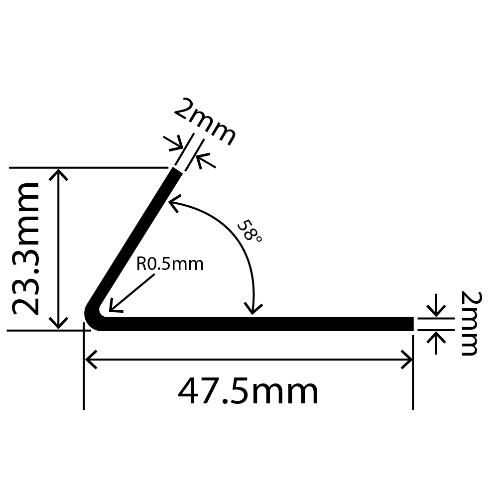LP-SIL-10108 - Silicone L Profile 47.5mm x 23.3mm