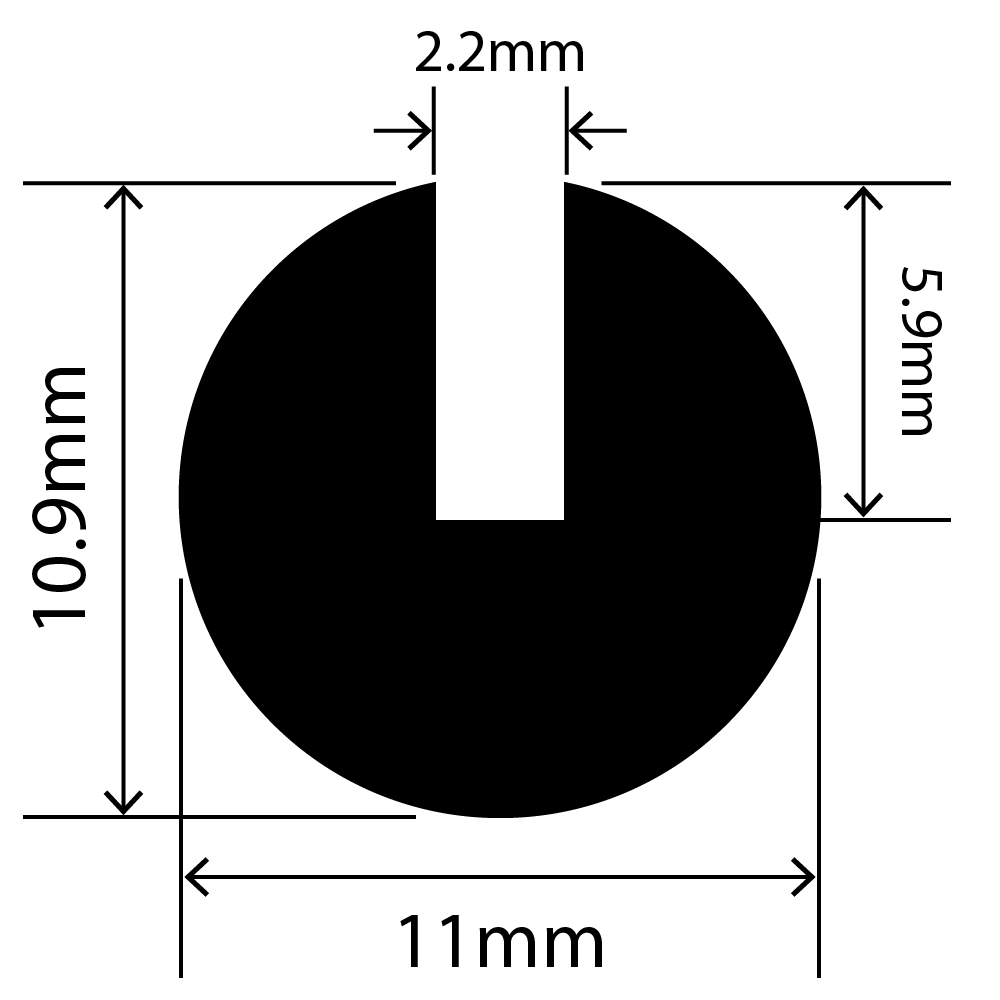 RCSRU11X10.9V - Silicone Round U Channel - 11mm x 10.9mm