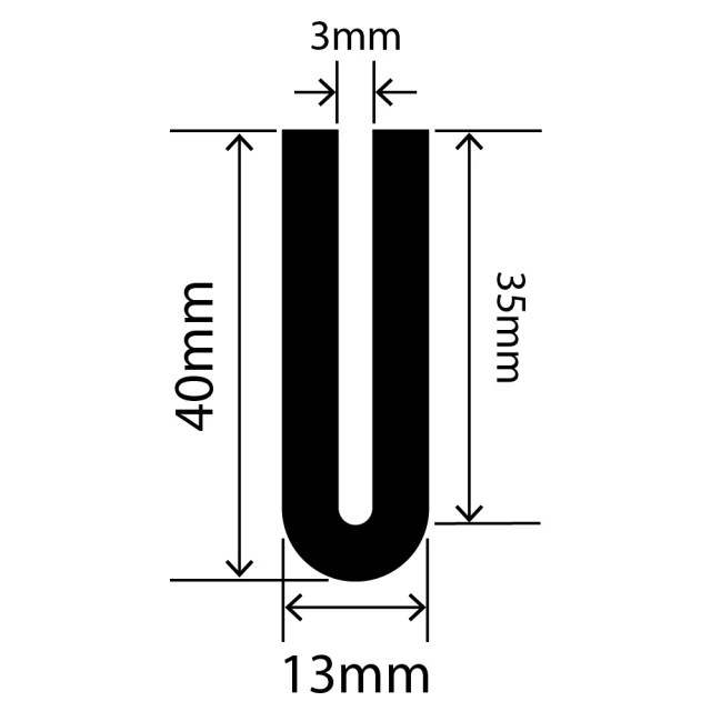 RCSRU13X40V - Silicone Round U Channel - 13mm x 40mm
