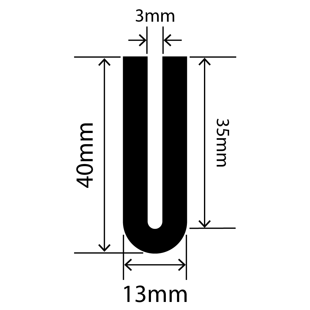 RCSRU13X40V - Silicone Round U Channel - 13mm x 40mm