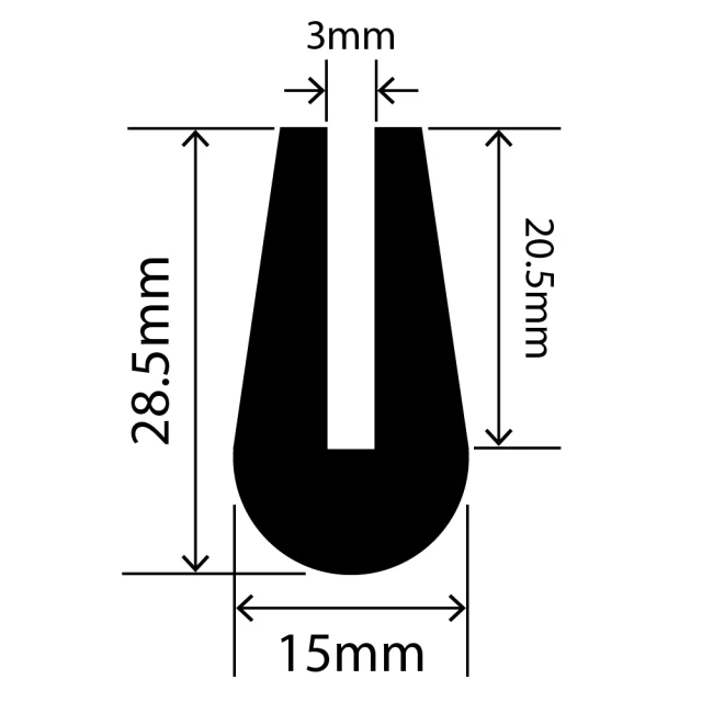 RCSRU15X28.5V - Silicone Round U Channel - 15mm x 28.5mm