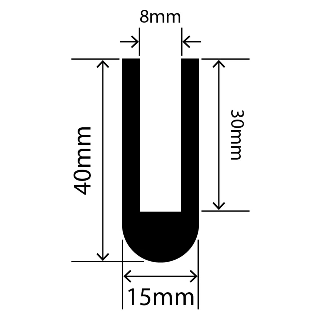 RCSRU15X40-2V - Silicone Round U Channel - 15mm x 40mm