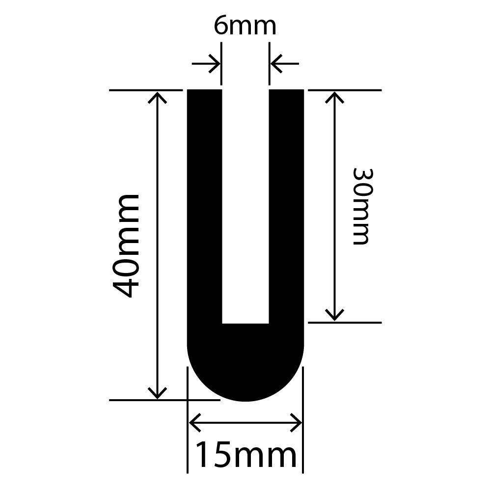 RCSRU15X40V - Silicone Round U Channel - 15mm x 40mm