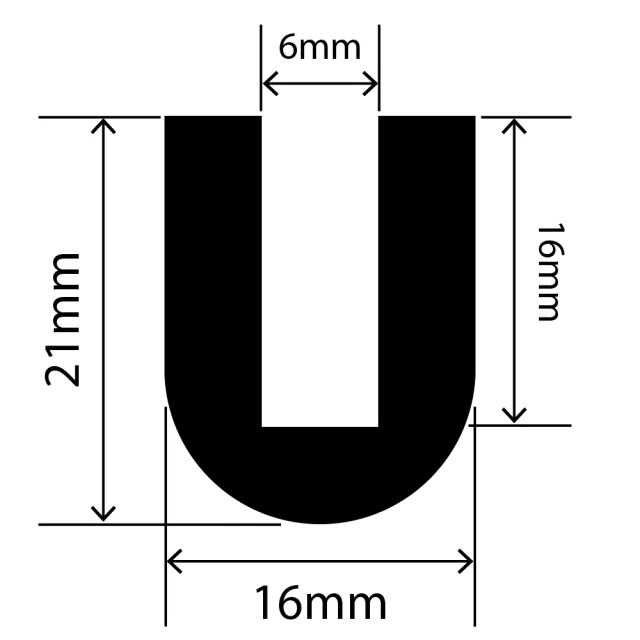 RCSRU16X21V - Silicone Round U Channel - 16mm x 21mm