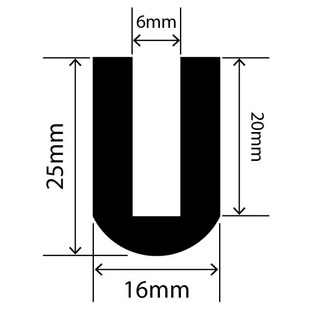 RCSRU16X25V - Silicone Round U Channel - 16mm x 25mm