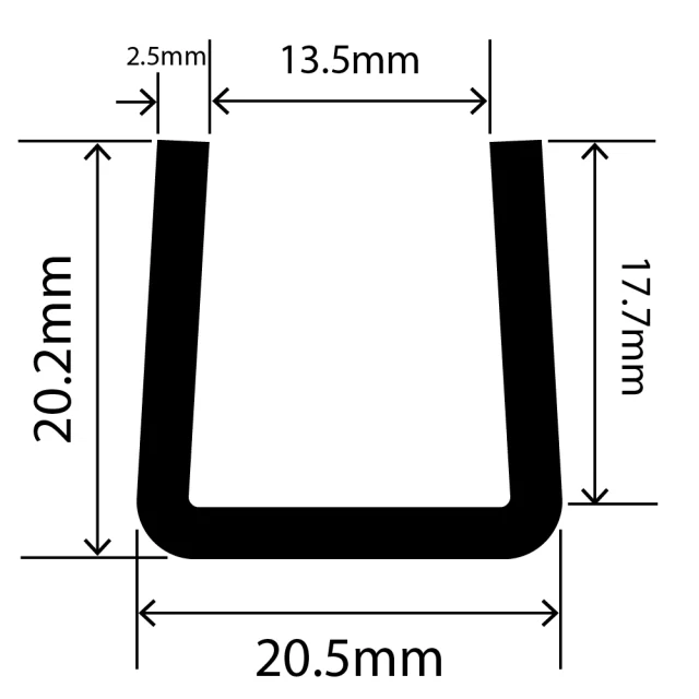 RCSRU20.5X20.2V - Silicone Round U Channel - 20.5mm x 20.2mm