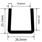 RCSRU26.5X25.1V - Silicone Round U Channel - 26.5mm x 25.1mm